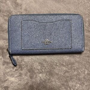 Coach Denim Blue Textured Wallet